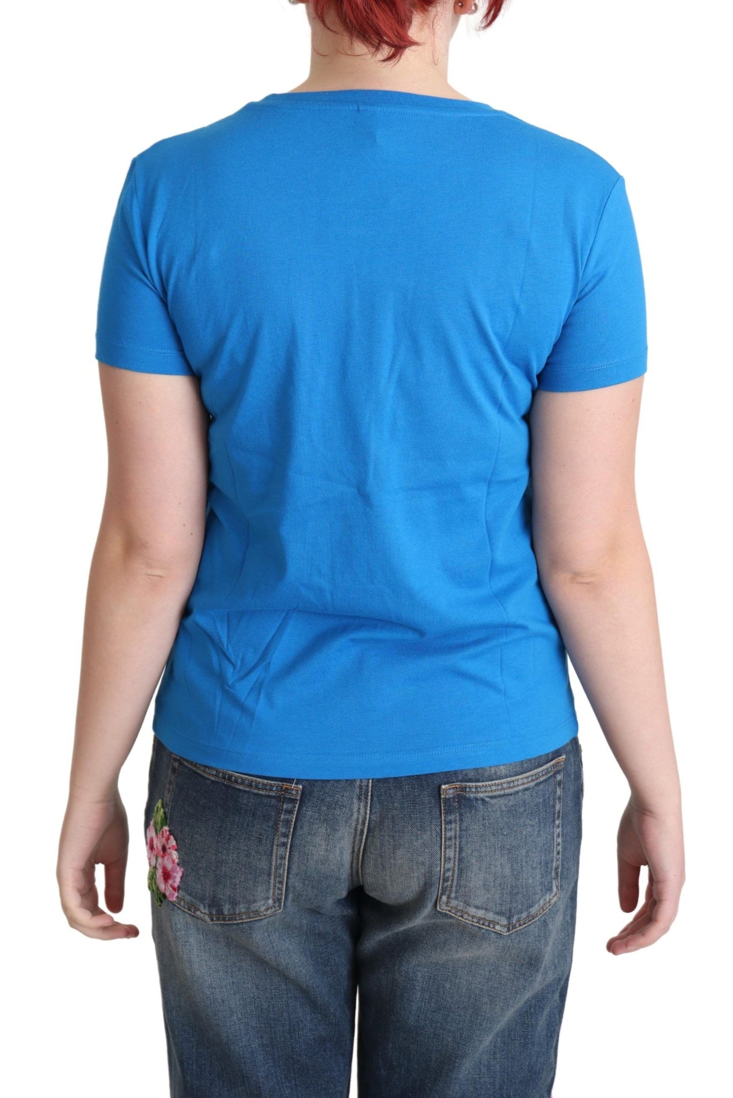 Moschino Blue Cotton Alphabet Letter Print Tops