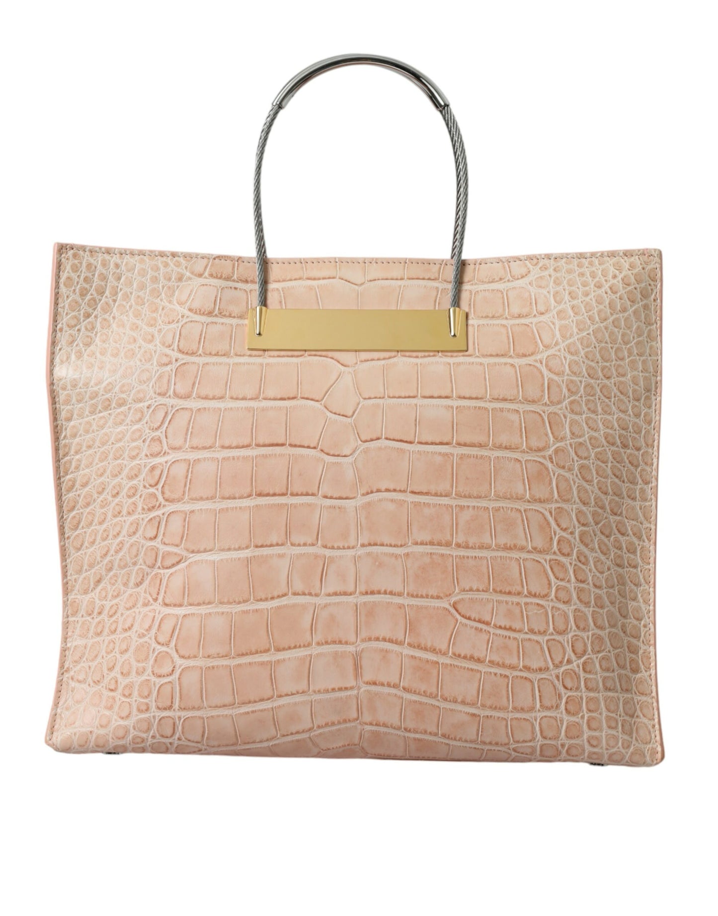 Balenciaga Pink Exotic Leather Embossed Cable Handle Shopper Tote Bag