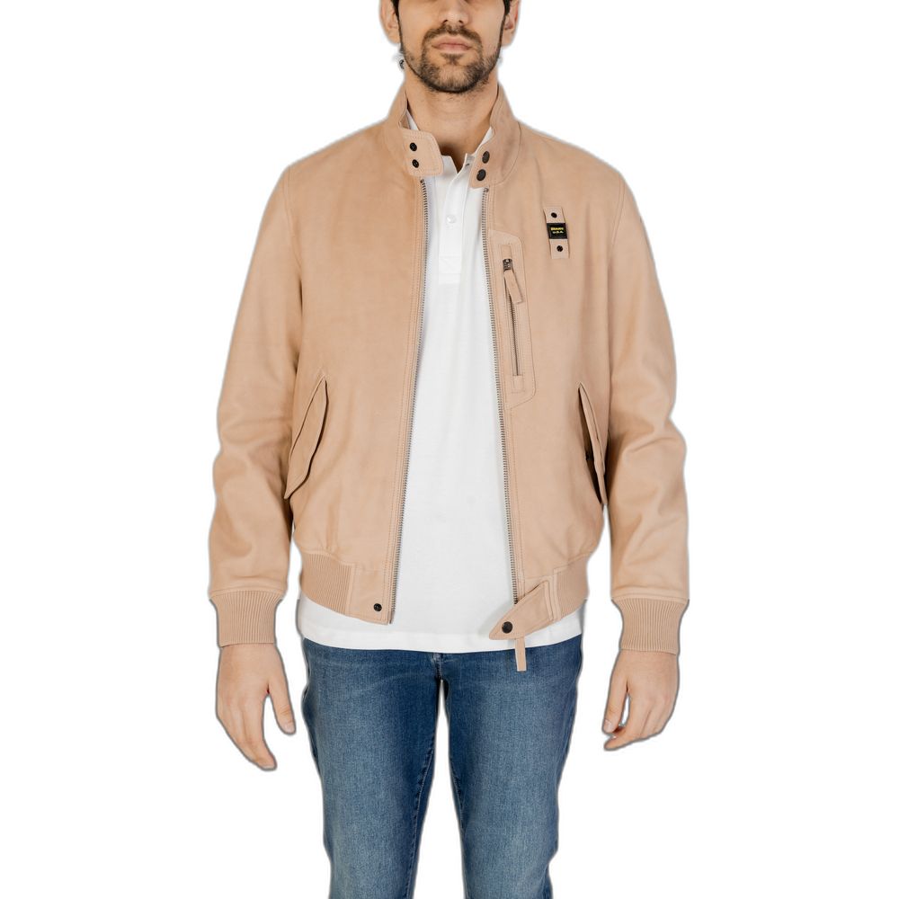 Blauer Beige Leather Jackets & Coat