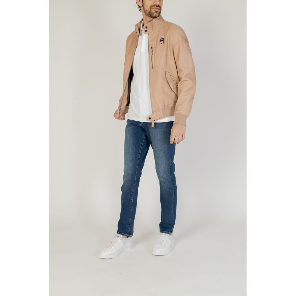 Blauer Beige Leather Jackets & Coat