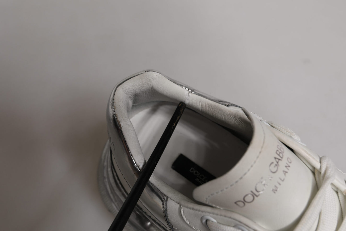 Dolce & Gabbana White Silver Daymaster Low Top Sneaker Shoes