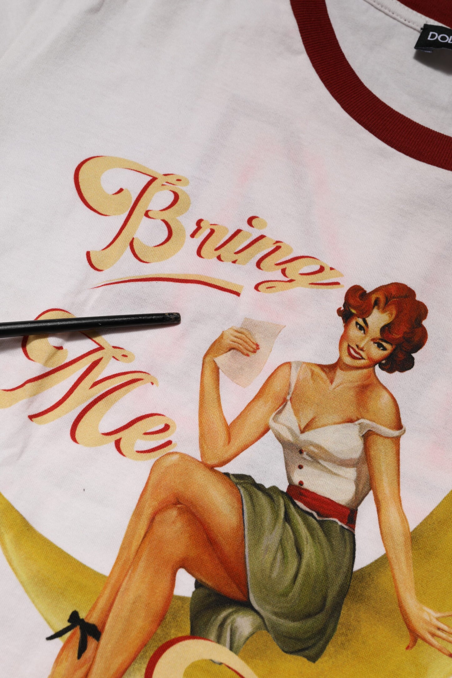 Dolce & Gabbana White Bring Me To The Moon Pin Up T-shirt Top