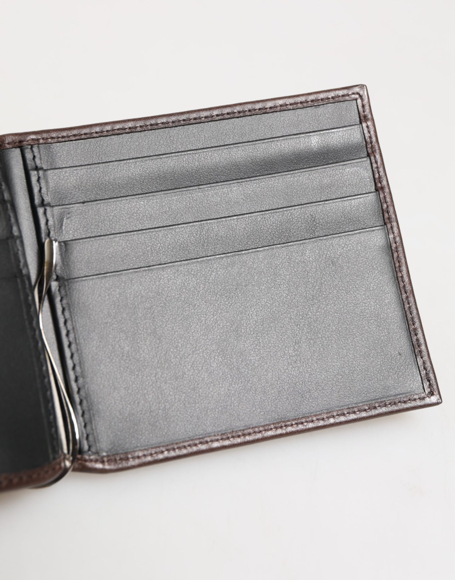 Dolce & Gabbana Brown Leather DG Logo Engrave Bifold Card Holder Wallet