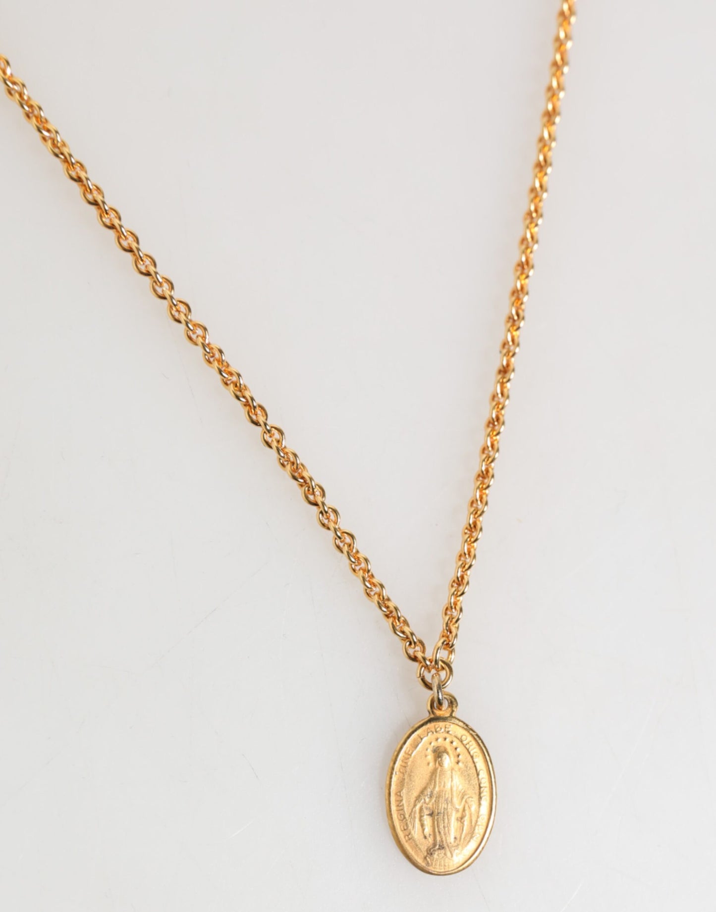 Dolce & Gabbana Gold Medallion Metal Chain Charm Men Pendant Necklace