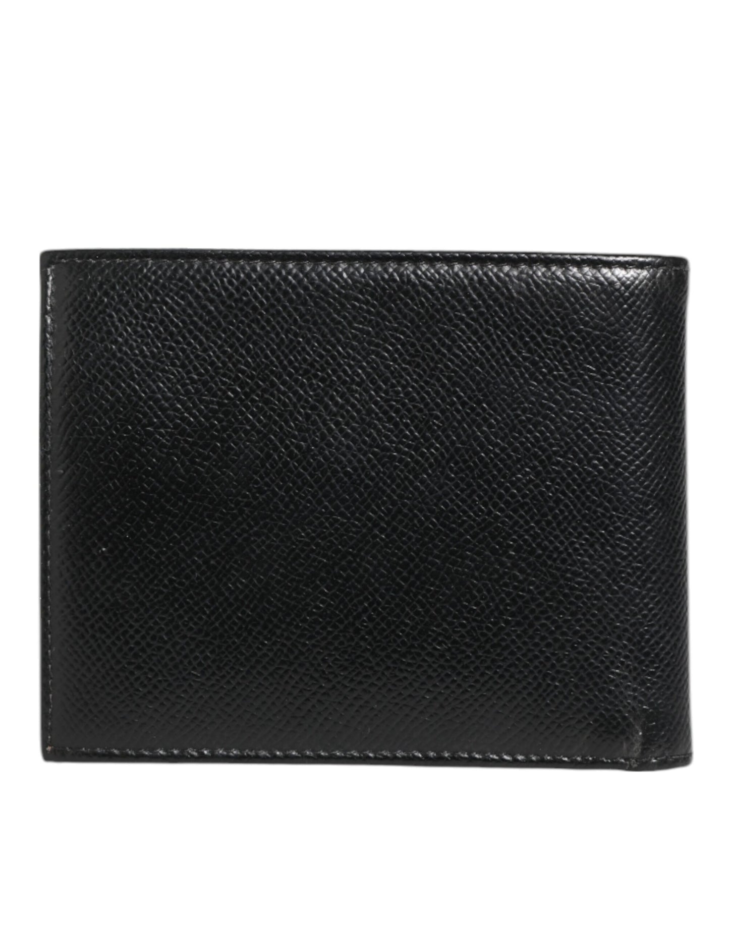 Dolce & Gabbana Black Leather Plaque Logo Bifold Men Card Holder Wallet