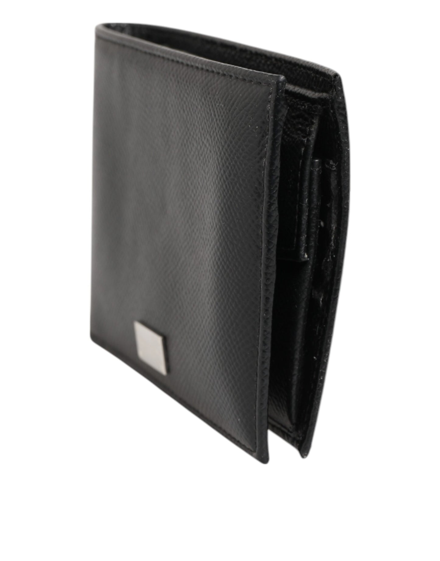 Dolce & Gabbana Black Leather Plaque Logo Bifold Men Card Holder Wallet