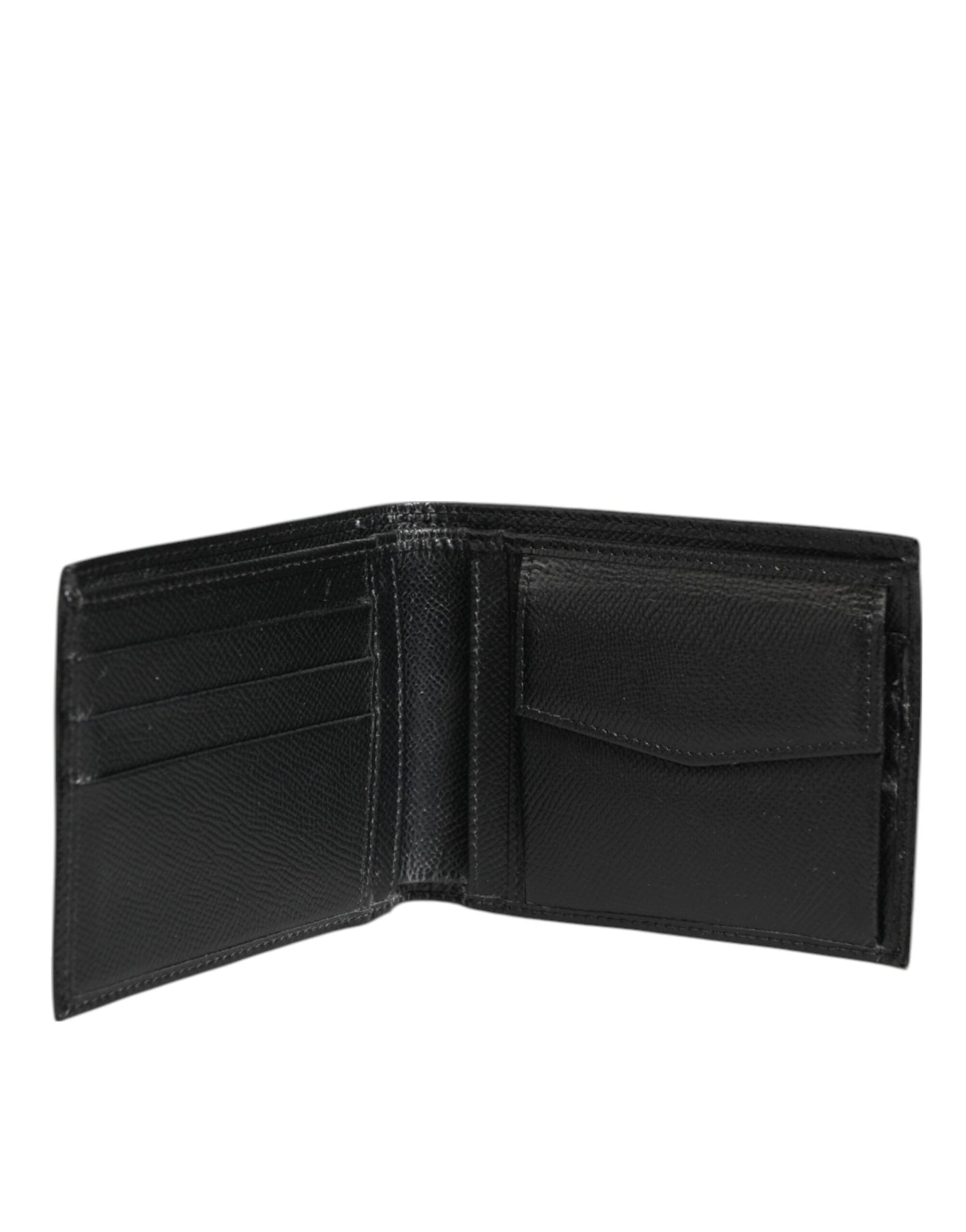 Dolce & Gabbana Black Leather Plaque Logo Bifold Men Card Holder Wallet