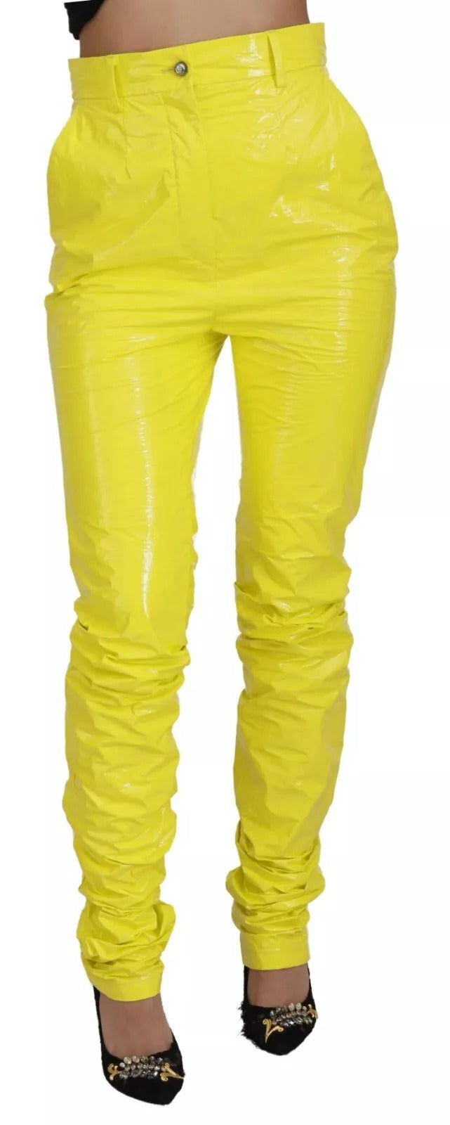Dolce & Gabbana Yellow High Waist Skinny Women Trouser Pants