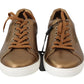 Dolce & Gabbana Gold Leather Mens Casual Sneakers