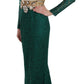 Dolce & Gabbana Emerald Elegance Long Sleeve Floor-Length Dress