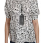 Dolce & Gabbana White Musical Instrument Collared Blouse  Shirt