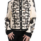 Dolce & Gabbana White Wool Black Floral Baroque Jacket