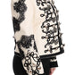 Dolce & Gabbana White Wool Black Floral Baroque Jacket