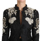 Dolce & Gabbana Black Jacquard Crystal Floral Jacket