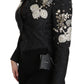 Dolce & Gabbana Black Jacquard Crystal Floral Jacket