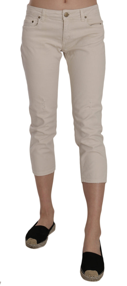 Dondup Beige Low Waist Skinny Cropped Capri Pants