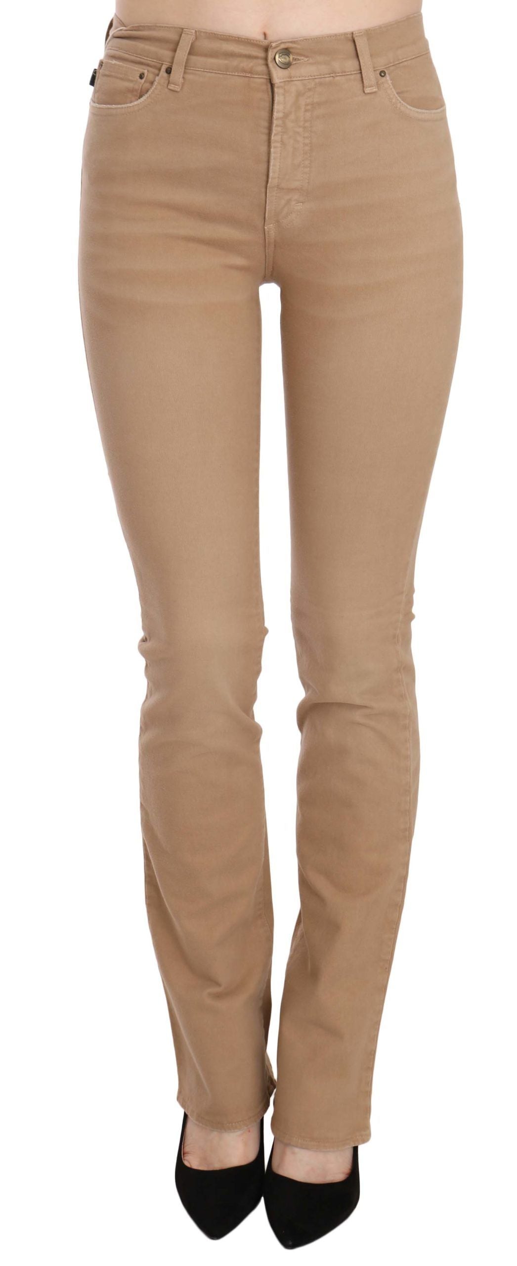 Just Cavalli Chic Brown Mid Waist Skinny Trousers