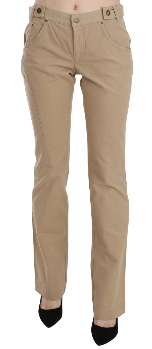 Just Cavalli Beige Mid Waist Straight Leg Pants