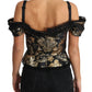 Dolce & Gabbana Elegant Floral Jacquard Blouse with Crystal Details