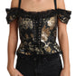 Dolce & Gabbana Elegant Floral Jacquard Blouse with Crystal Details