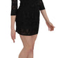 John Richmond Elegant Black Silk Mini Dress with Sequins