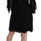 John Richmond Elegant Black Sequined Silk Mini Dress