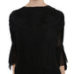 John Richmond Elegant Black Sequined Silk Mini Dress