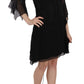 John Richmond Elegant Black Sequined Silk Mini Dress