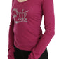 Exte Elegant Pink Crystal Embellished Long Sleeve Top