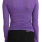 Exte Elegant Purple Crystal Embellished Long Sleeve Top