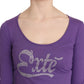 Exte Elegant Purple Crystal Embellished Long Sleeve Top