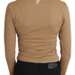 GF Ferre Elegant Brown Long Sleeve Cropped Top