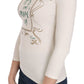 Exte Elegant White Long Sleeve Crew Neck Top