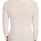 Exte Elegant White Long Sleeve Crew Neck Top