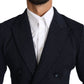 Dolce & Gabbana Elegant Dark Blue Dotted Slim-Fit Blazer