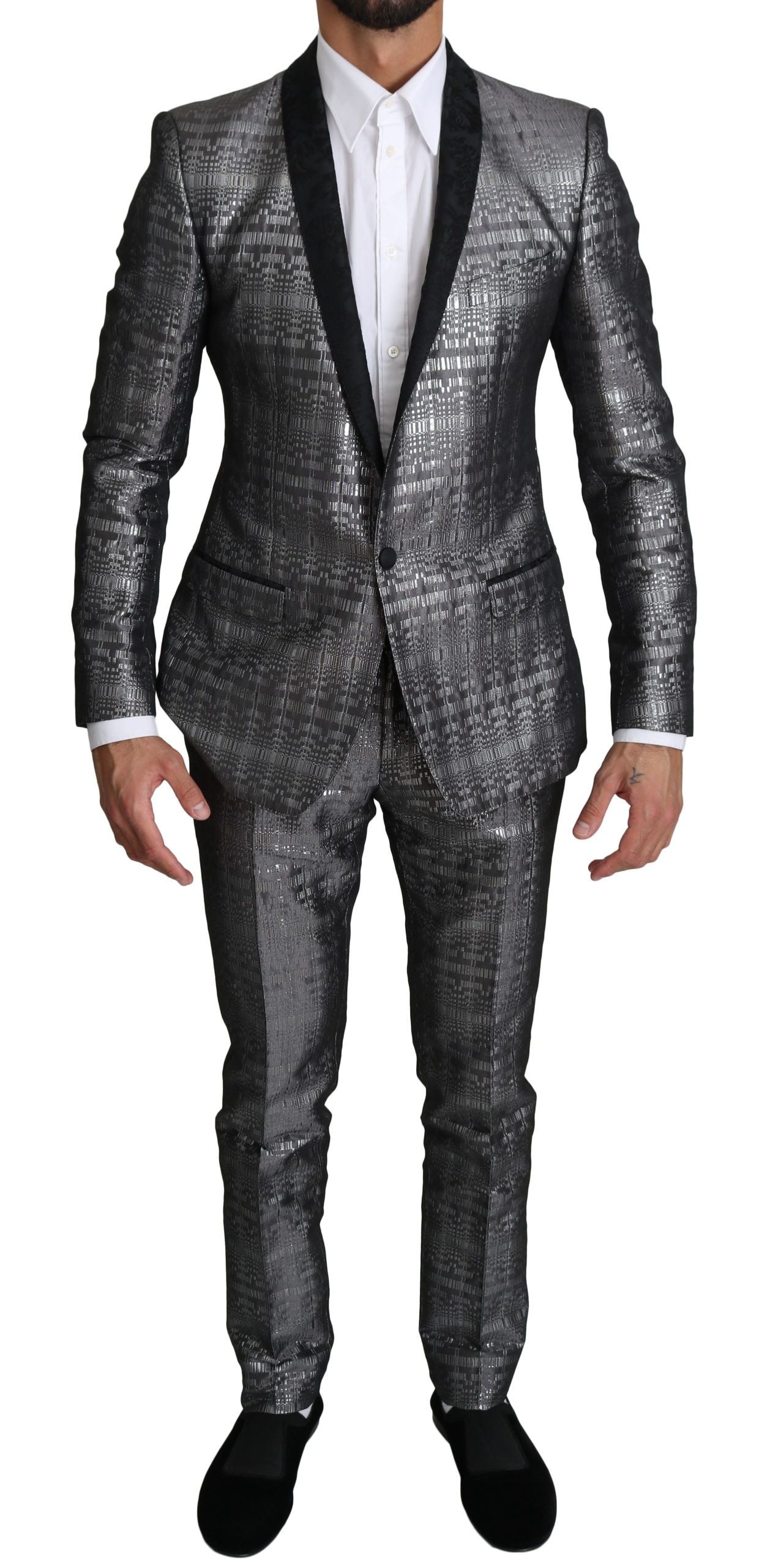 Dolce & Gabbana Elegant Silver Patterned Men's Suit