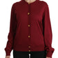 Dolce & Gabbana Silk Red Cardigan Top with Button Accents