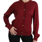 Dolce & Gabbana Silk Red Cardigan Top with Button Accents