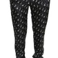 Dolce & Gabbana Elegant Black Musical Instrument Print Silk Pants