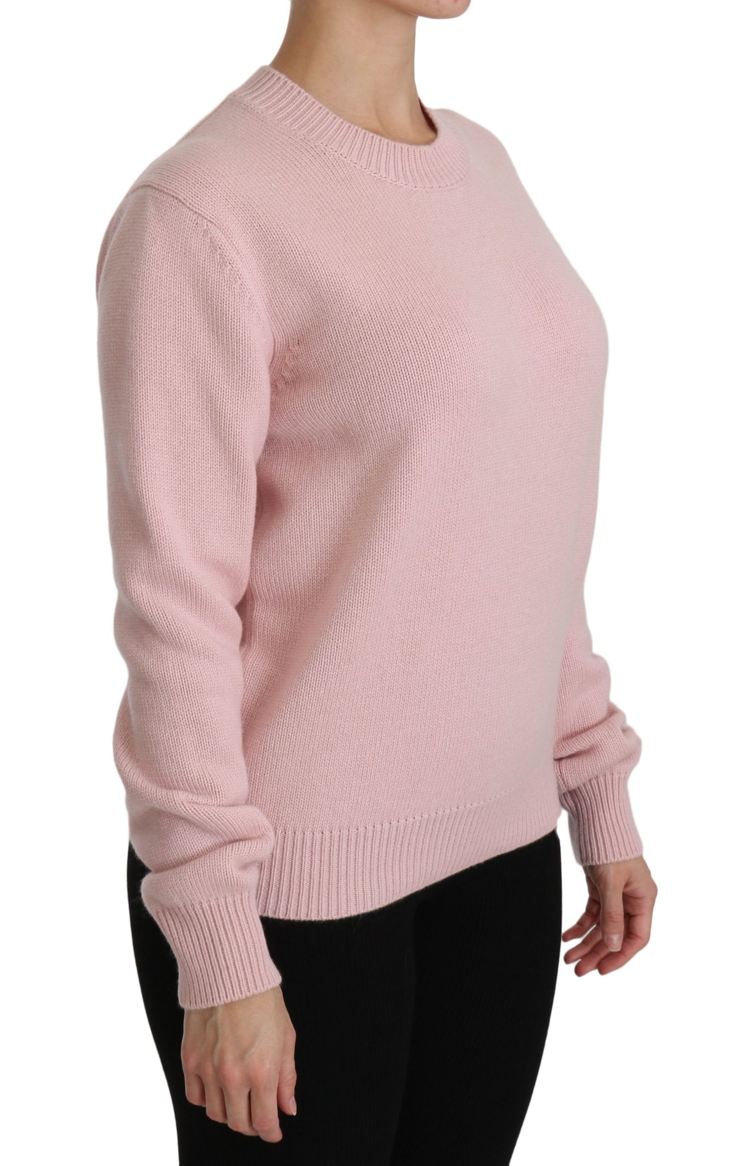 Dolce & Gabbana Cashmere-Blend Pink Crew Neck Sweater