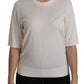 Dolce & Gabbana Elegant White Silk Crew Neck Top