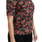 Dolce & Gabbana Elegant Black Floral Crew Neck Top