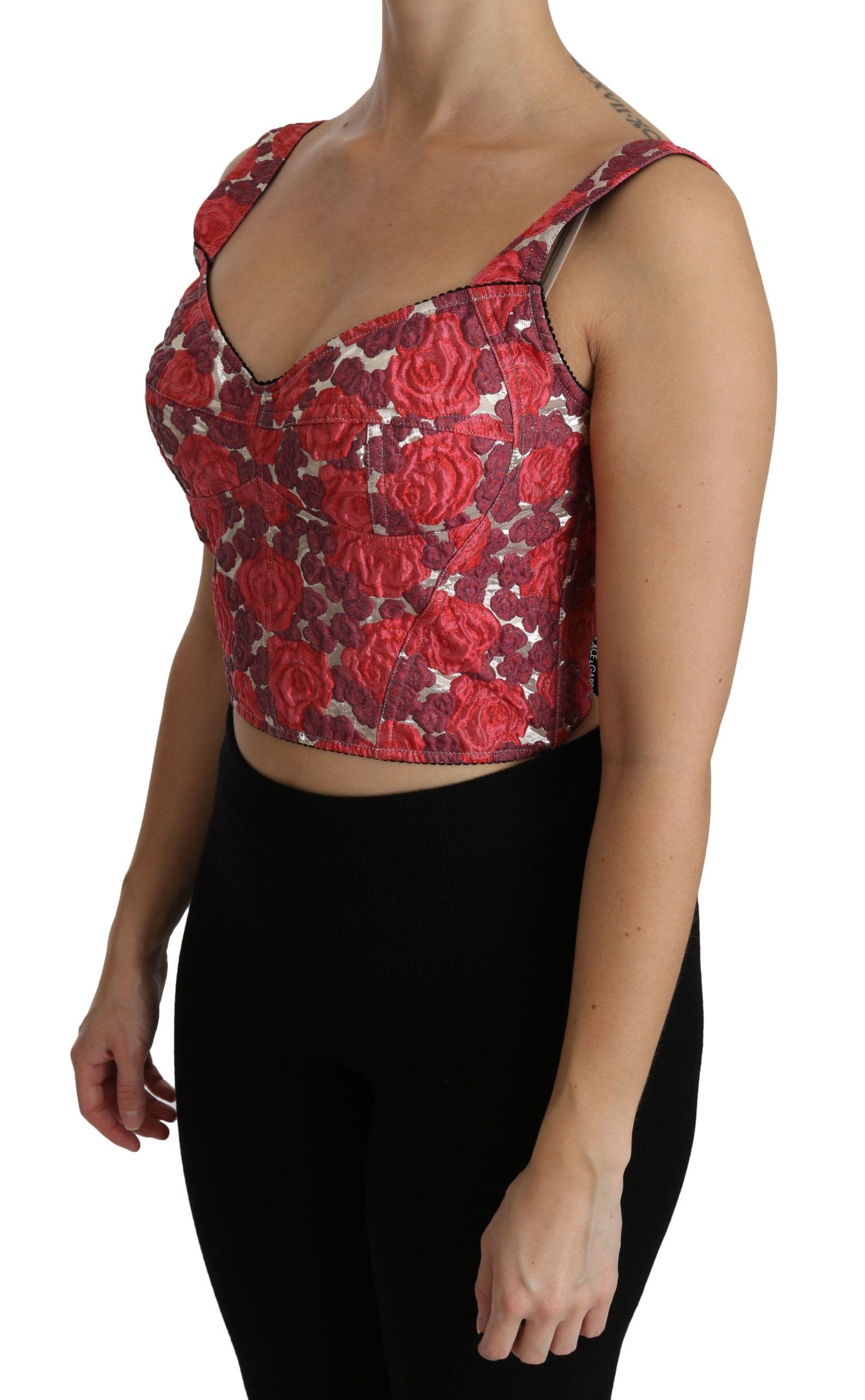 Dolce & Gabbana Elegant Floral Brocade Cropped Top