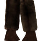 Dolce & Gabbana Elegant Brown Fur & Leather Elbow-Length Gloves