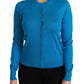 Dolce & Gabbana Elegant Silk Blue Crewneck Cardigan