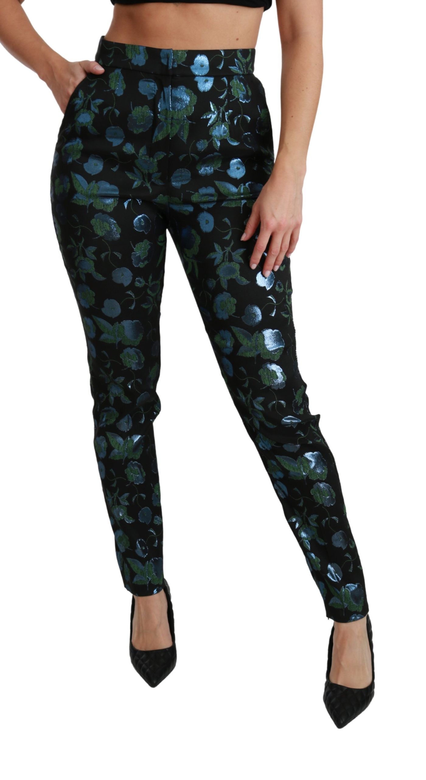 Dolce & Gabbana Floral High Waist Skinny Trousers