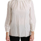 Dolce & Gabbana Elegant White Silk Turtle Neck Blouse