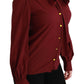 Dolce & Gabbana Elegant Maroon Silk Blend Polo Blouse