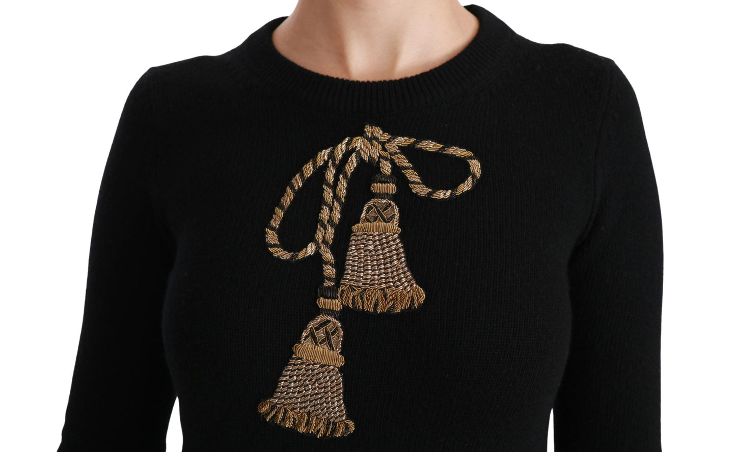 Dolce & Gabbana Elegant Virgin Wool Gold Tassel Sweater