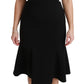 Dolce & Gabbana Elegant Black Fit Flare Wool Blend Dress